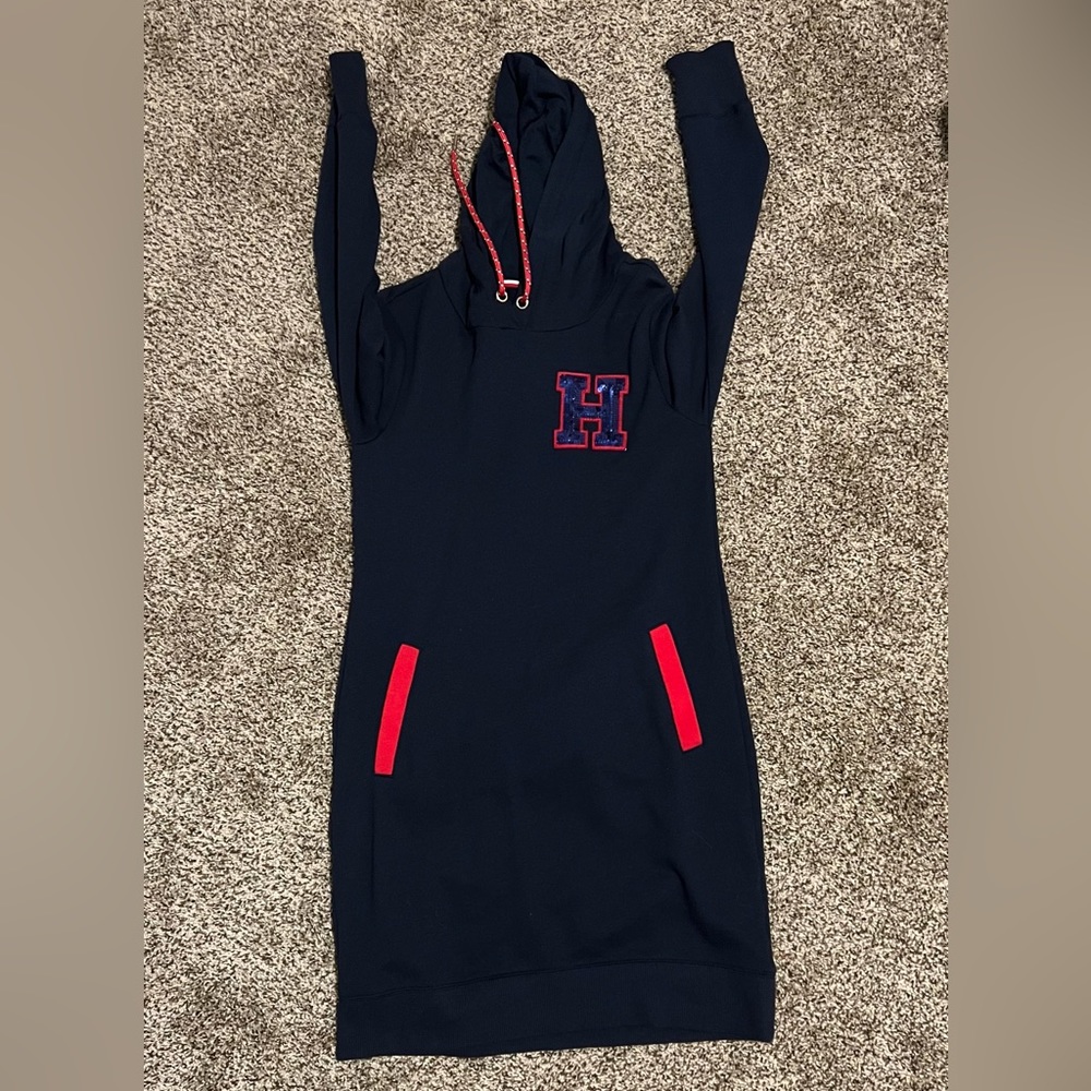 New Navy Blue & Red Tommy Hilfigure Sweatshirt Dress size Small
